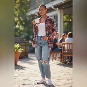 (Anthropologie Pilcro) Plaid oversized Shirt in Red and Blue